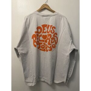 Deus Ex Machina "Deus Records Japan" White Long Sleeve T Shirt Men's XL
